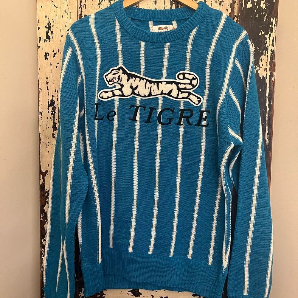 NWT Le Tigre | Blue Pinstripe Signature Sweater - Men XL.